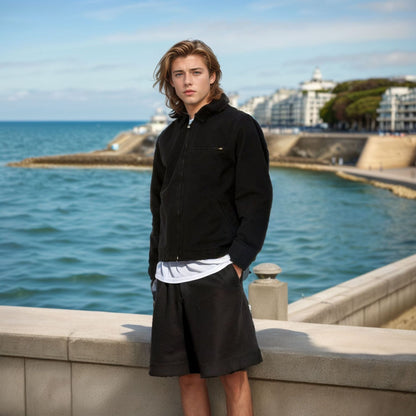 Lässige Herren Bomberjacke Modern Schwarz