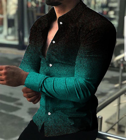 Herren Langarmhemd Farbverlauf Modern Edel Look