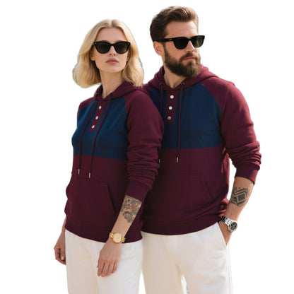 Herren Kapuzenpullover Modern Strukturiert Knopf Detail