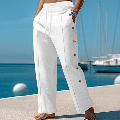 Herren Freizeithose Elegant mit elastischem Bund und Knopfdetails