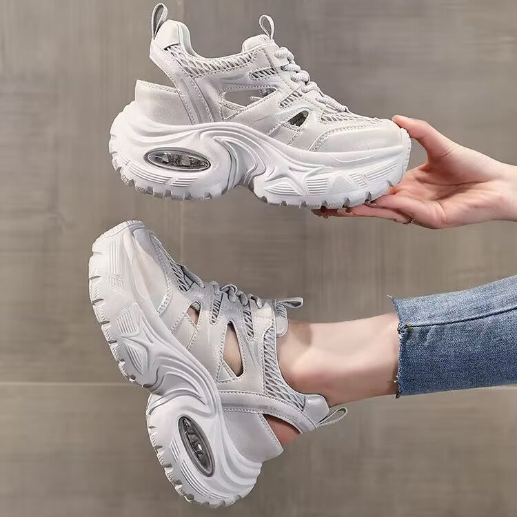 Damen Sneaker Chunky Bequem Atmungsaktiv Weiße Sneakers