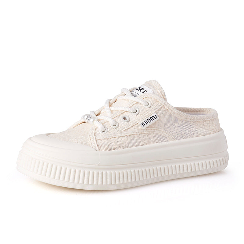 Damen Sneaker Bequem Spitze Modern Weiß
