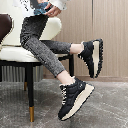 Damen Sneaker High-Top Gefüttert Rutschfest Weiße Turnschuhe