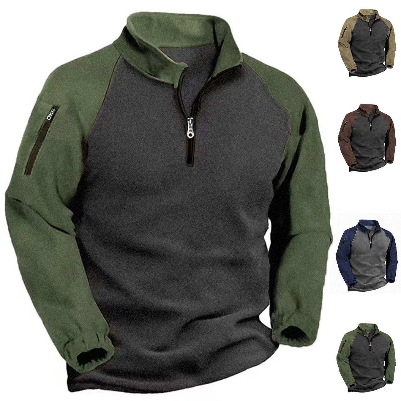 Herren Funktionspullover Sportlich Reißverschluss Funktionsshirt - BerlinGlamour