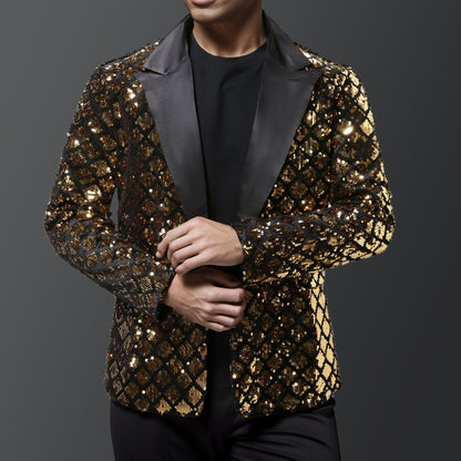 Eleganter Herren Blazer mit Pailletten und Satin-Revers