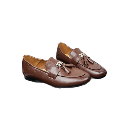 Damen Mokassins Elegante Quaste Schlupfschuhe Schwarz