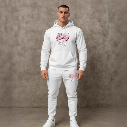 Herren Sport Set Hoodie Jogginghose Grau Komfort