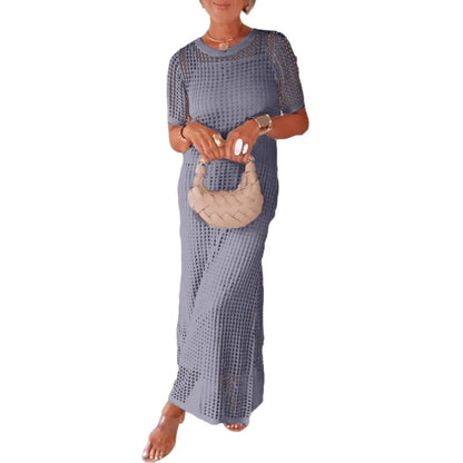 Frauen Maxi Kleid Elegant Mesh Sommerkleid
