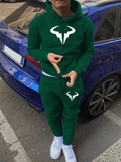 Herren Kapuzenanzug Modern mit Logo Trendig Schwarz