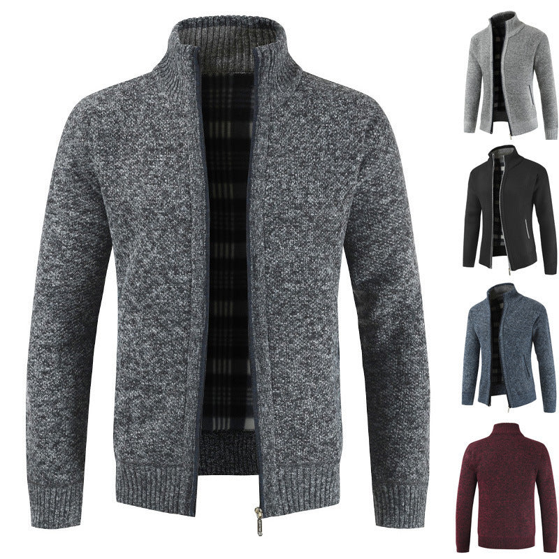 Herren Strickjacke Mit Kragen Und Taschen Grau - BerlinGlamour