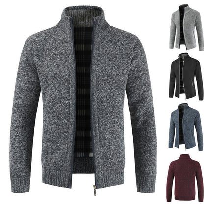 Herren Strickjacke Mit Kragen Und Taschen Grau - BerlinGlamour