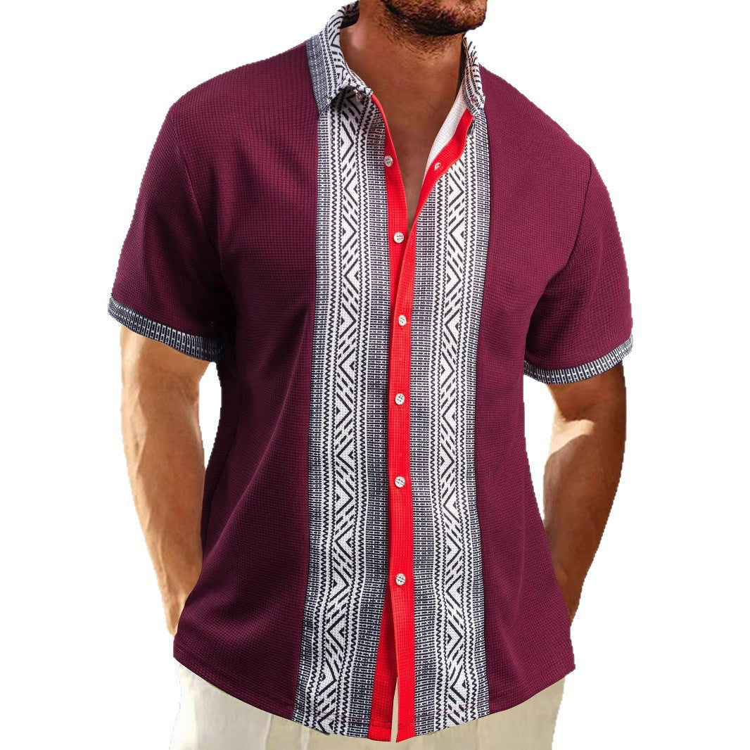 Herren Kurzarmhemd Ethno Muster Trendy Sommer