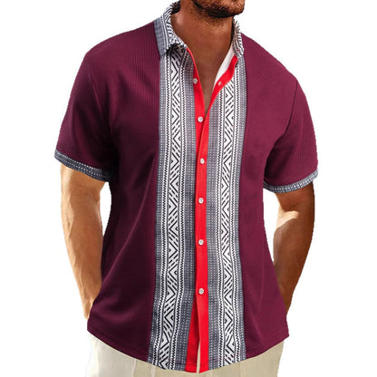 Herren Kurzarmhemd Ethno Muster Trendy Sommer