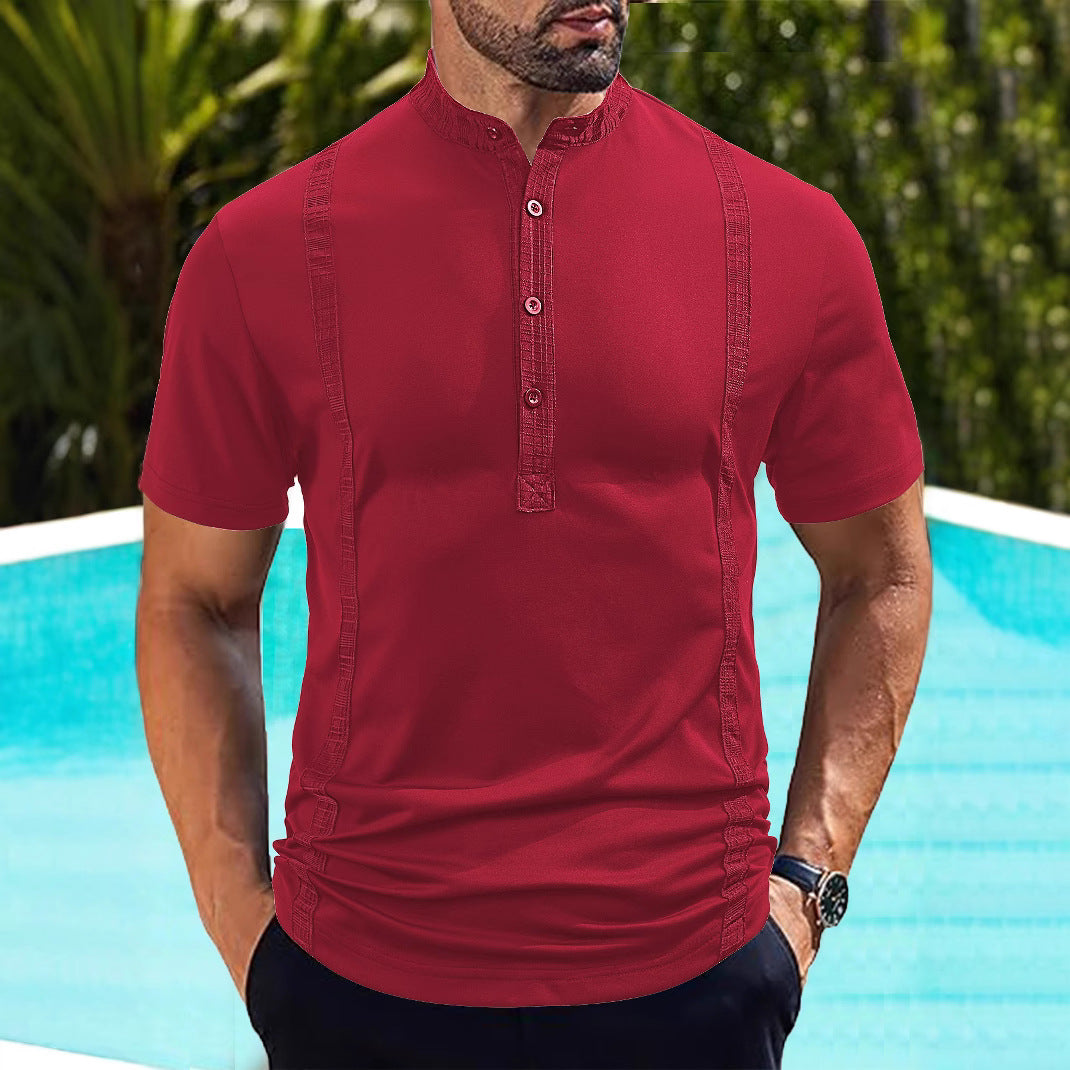 Herren Kurzarm Hemd Modern Slim Fit Kragen - BerlinGlamour