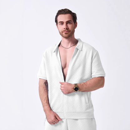 Herren Kurzarmshirt Modisch Strukturiert Berlin Style