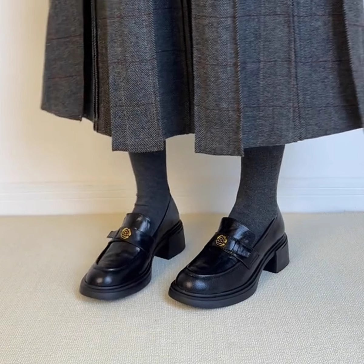 Damen Slipper Elegante Blockabsatz Riemenverschluss Komfort