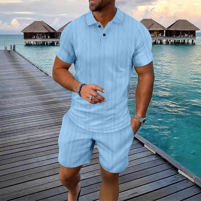 Herren Polo Shorts Set Modern Strick Sommer