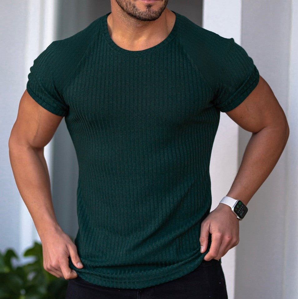 Herren Langarmshirt Fein Rippenstruktur Modern Slimfit