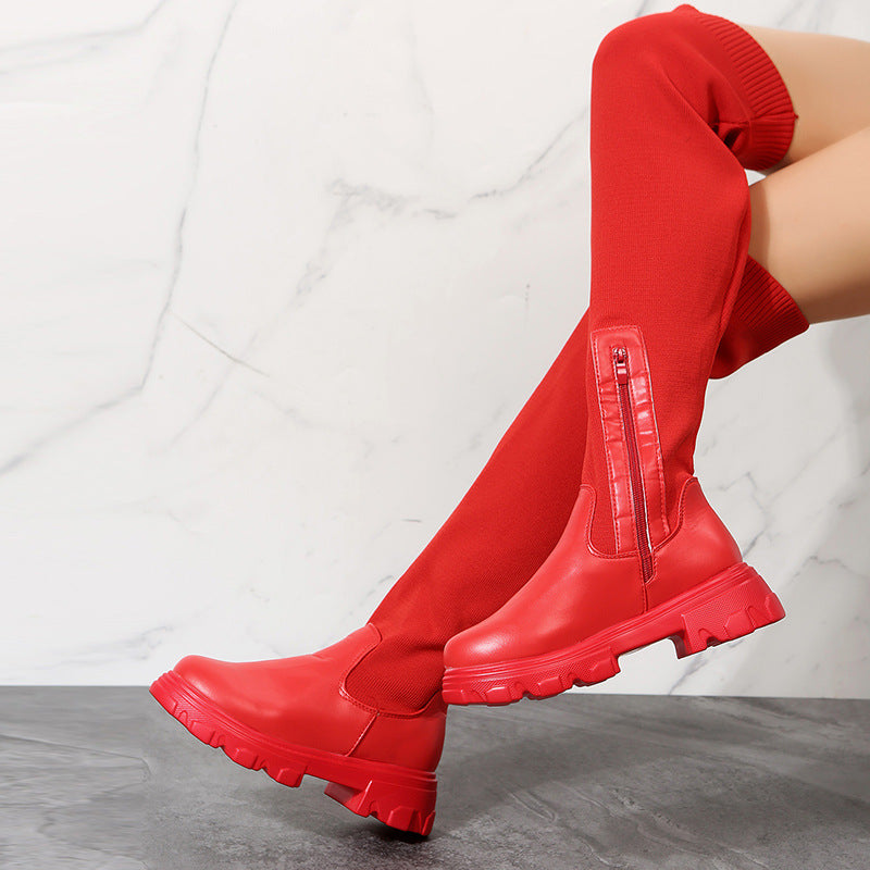 Damen Stiefel Overknee Reißverschluss Robust Winter - BerlinGlamour