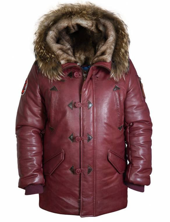 Herren Winterparka Warm Luxus Kunstpelz Kragen