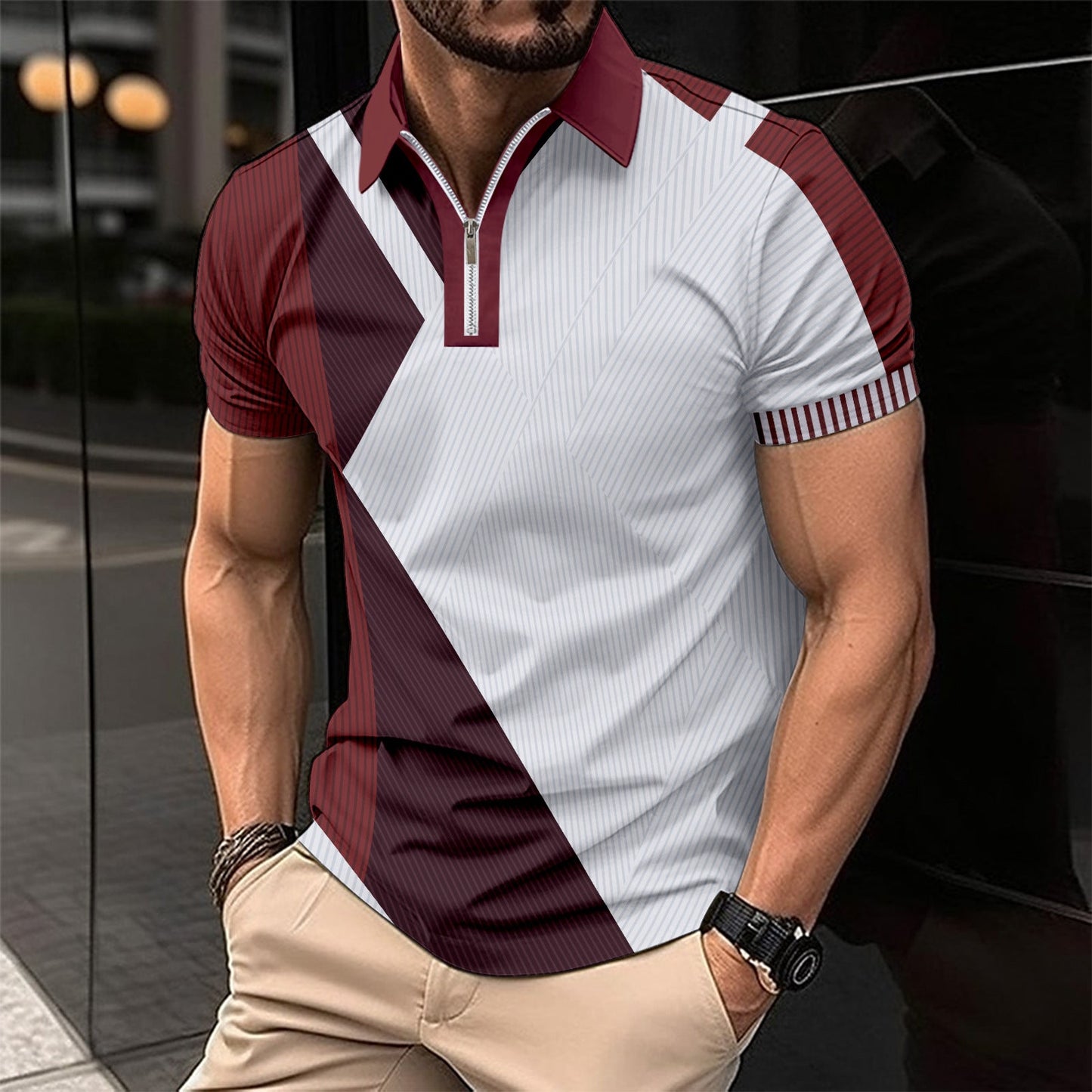 Herren Polohemd Modern Geometrisches Design Slim Fit