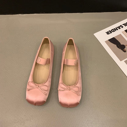 Damen Ballerinas Elegante Schleife Verstellbar
