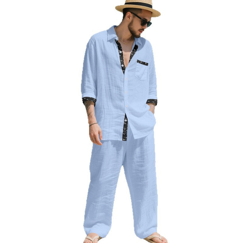Herren Sommeranzug Modern Slim Fit mit Knöpfen und Brusttasche
