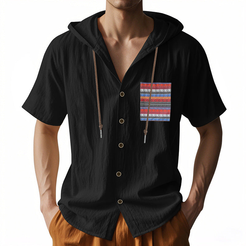 Herren Hoodie Hemd mit Knöpfen Bunt Berlin Streetwear