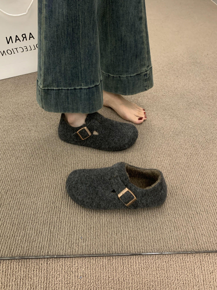 Damen Filzschuhe Bequem Riemchen Clogs Warm
