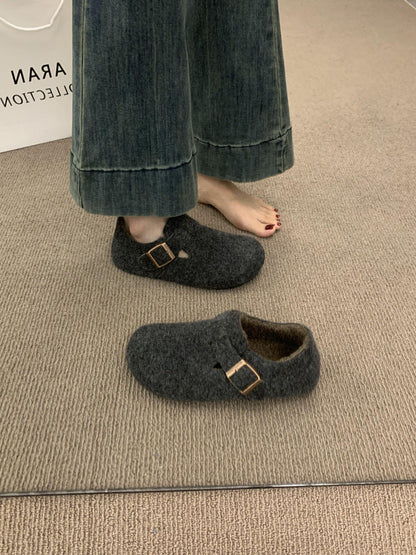 Damen Filzschuhe Bequem Riemchen Clogs Warm