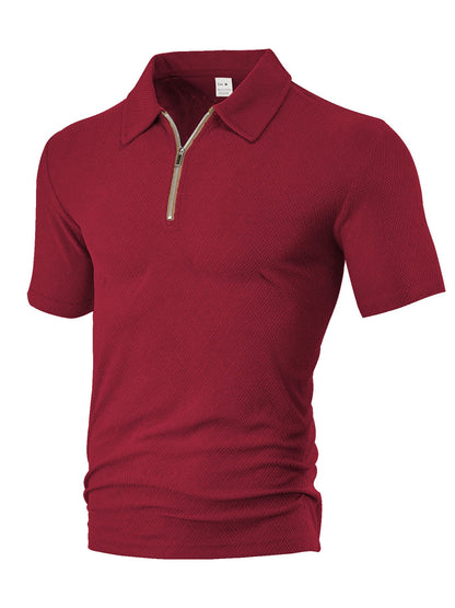 Herren Poloshirt Strukturiert Modern Reißverschluss