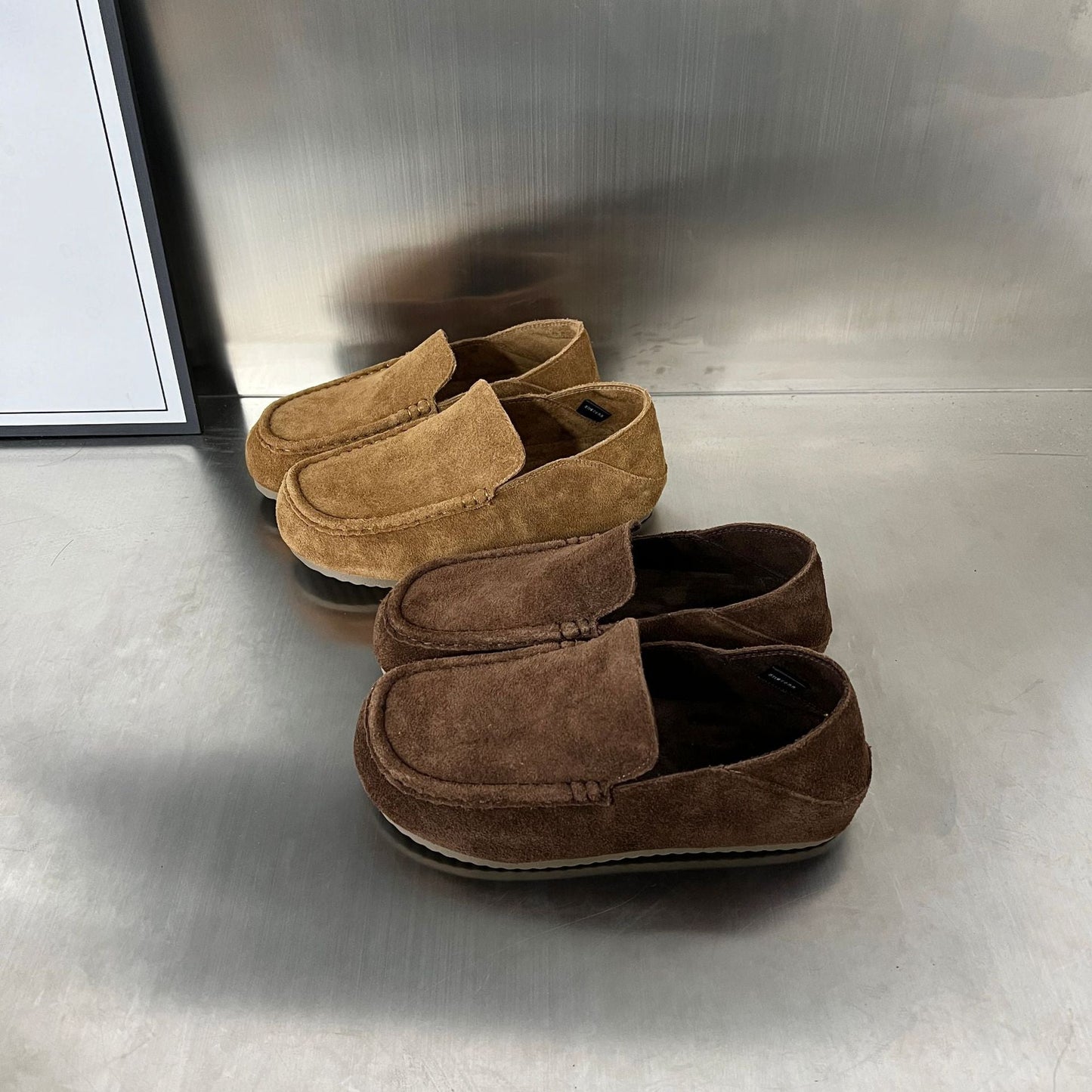 Damen Mokassins Wildleder Bequem Elastisch Komfortschuhe
