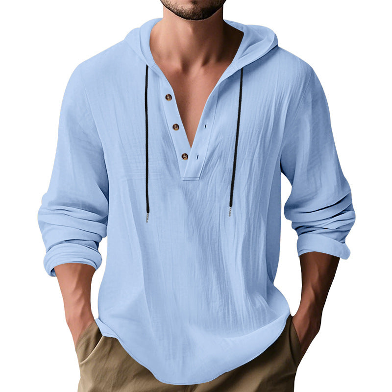 Herren Kapuzenshirt Langarm Modern Knopfleiste Trendy