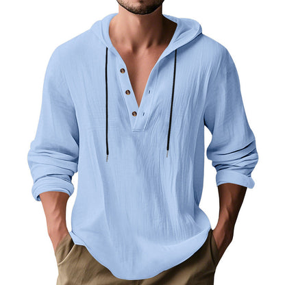 Herren Kapuzenshirt Langarm Modern Knopfleiste Trendy