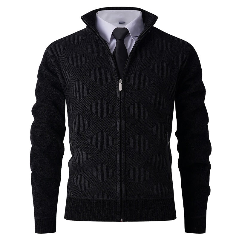 Herren Strickjacke Modern Reißverschluss Strukturiert