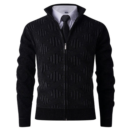 Herren Strickjacke Modern Reißverschluss Strukturiert