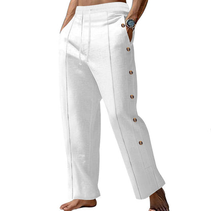 Herren Freizeithose Elegant mit elastischem Bund und Knopfdetails