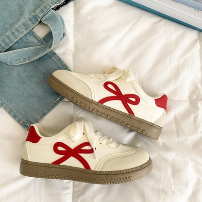 Damen Sneaker Bequem Schleifen Design Sportlich
