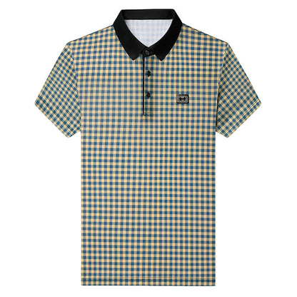 Herren Poloshirt Kariert Kontrastkragen Modern