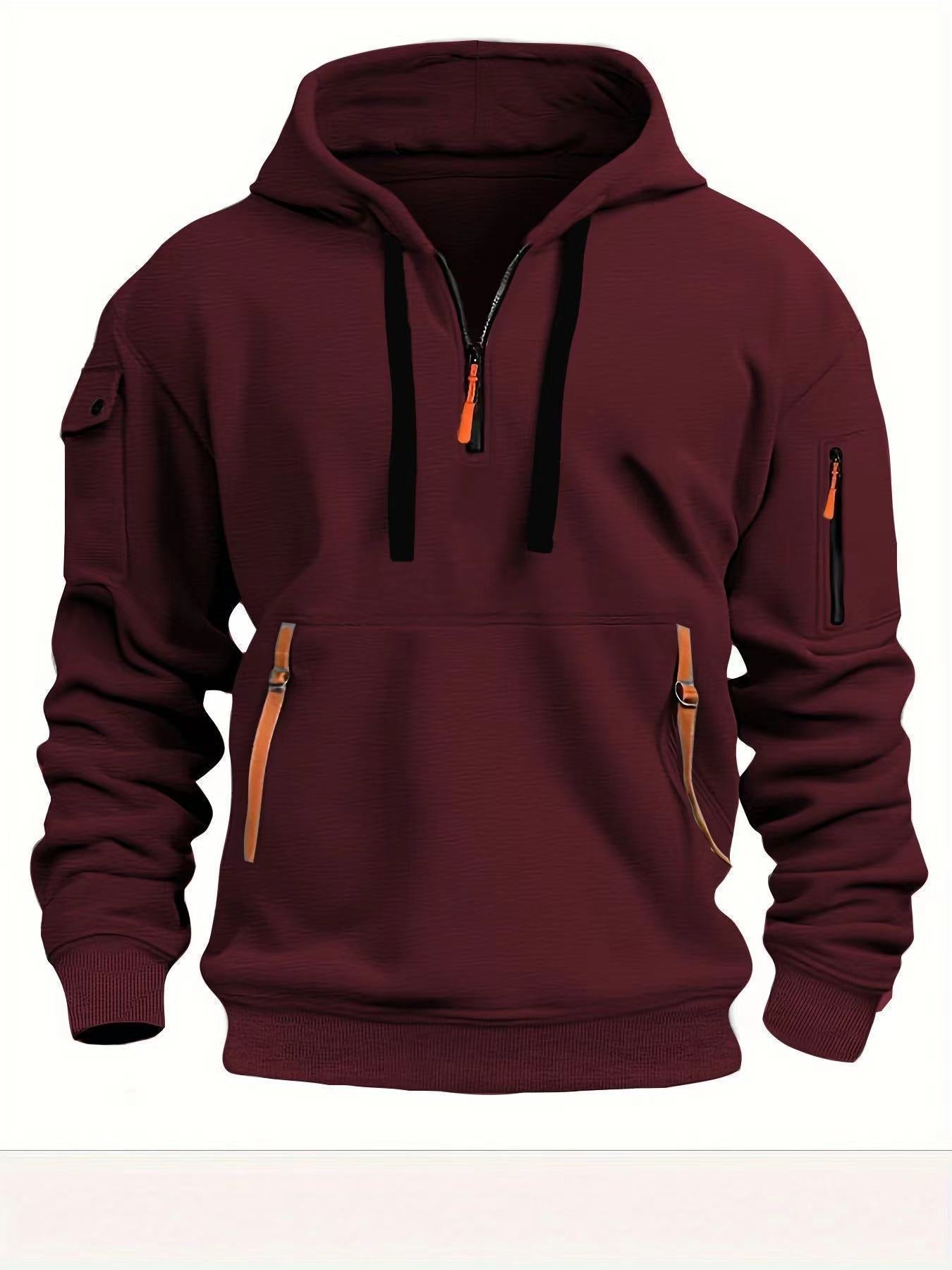 Herren Kapuzenpullover mit Reißverschlusstaschen Sportlich Modern