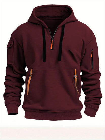 Herren Kapuzenpullover mit Reißverschlusstaschen Sportlich Modern