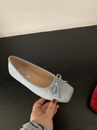 Damen Ballerinas Wildleder mit Schleifendetail Elegante Schuhe