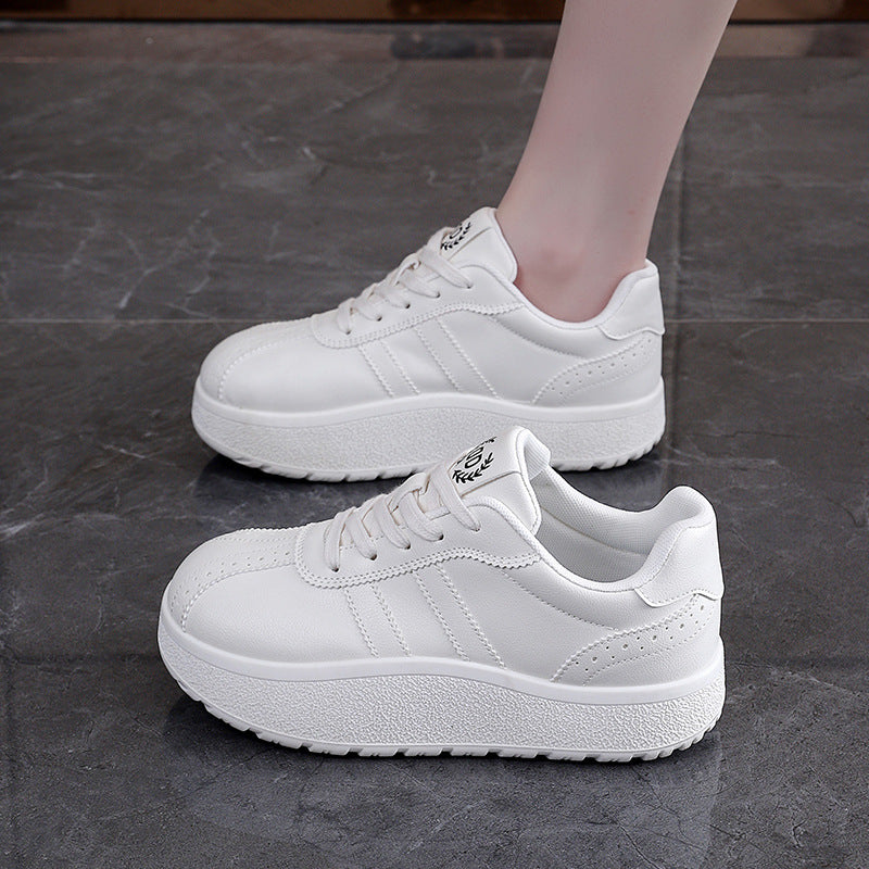 Damen Sneaker Bequem Laufsohle Dick Weiss Elegant