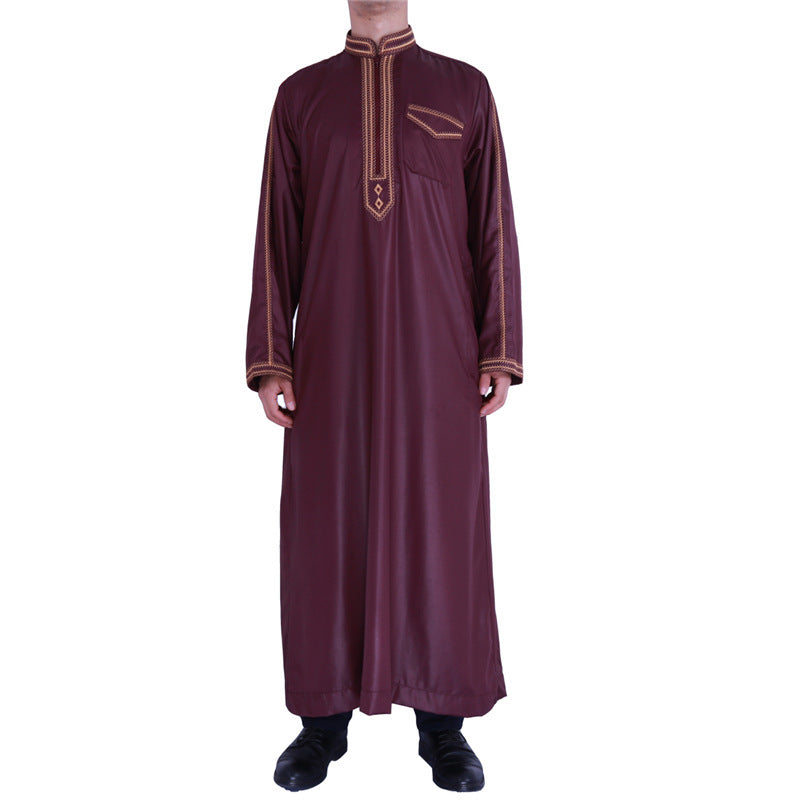 Herren Langmantel Elegant mit Stickerei und Knöpfen
