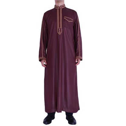 Herren Langmantel Elegant mit Stickerei und Knöpfen