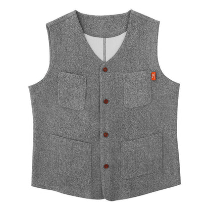 Herren Weste Wollmischung Praktisch Warm Mit Taschen