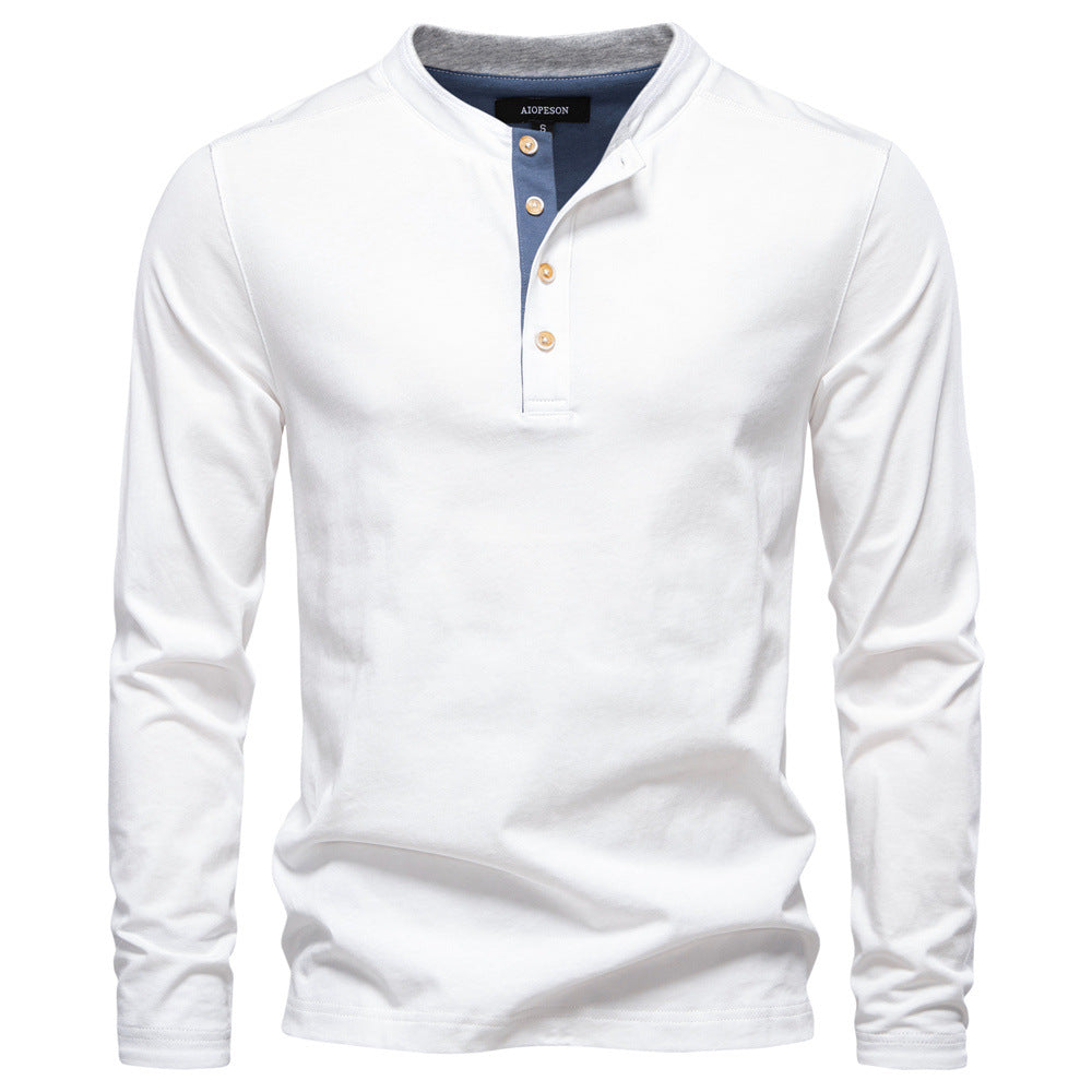 Herren Langarmshirt Mit Druckknöpfen Bequem Elegant