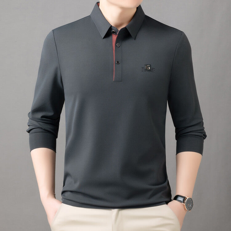 Herren Poloshirt Langarm Feuchtigkeitsregulierend Elegant