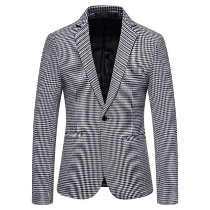Herren Blazer Modern Schachbrettmuster Elegant Slimfit