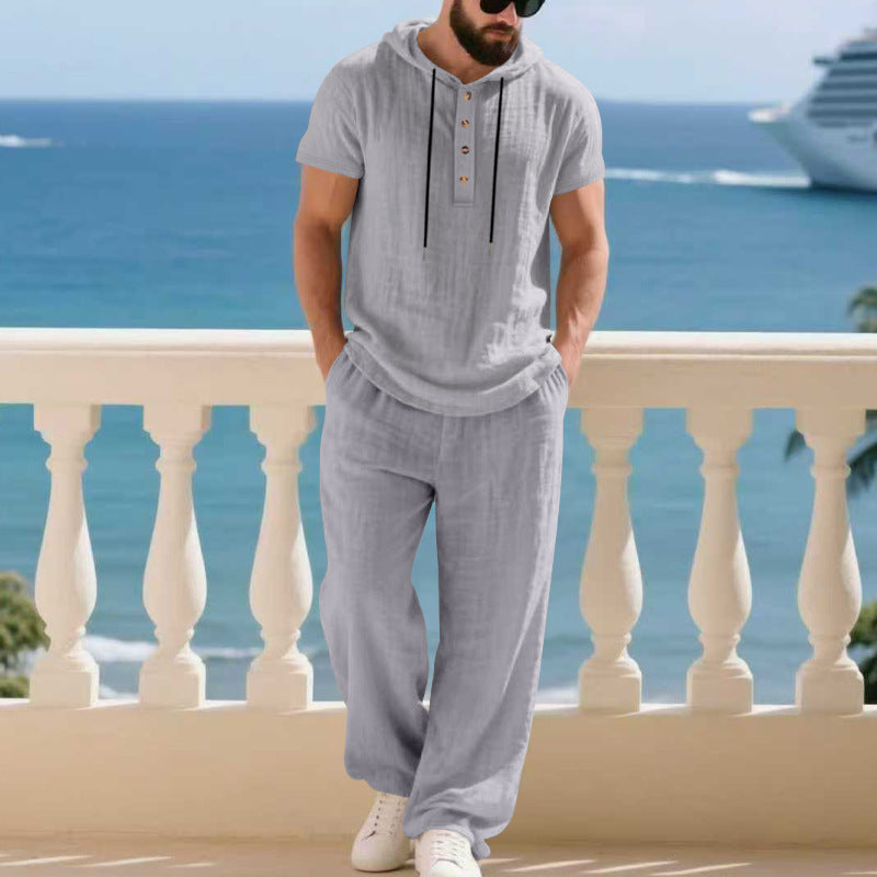 Herren Freizeit Set Kapuze Elastischer Bund Sportlich